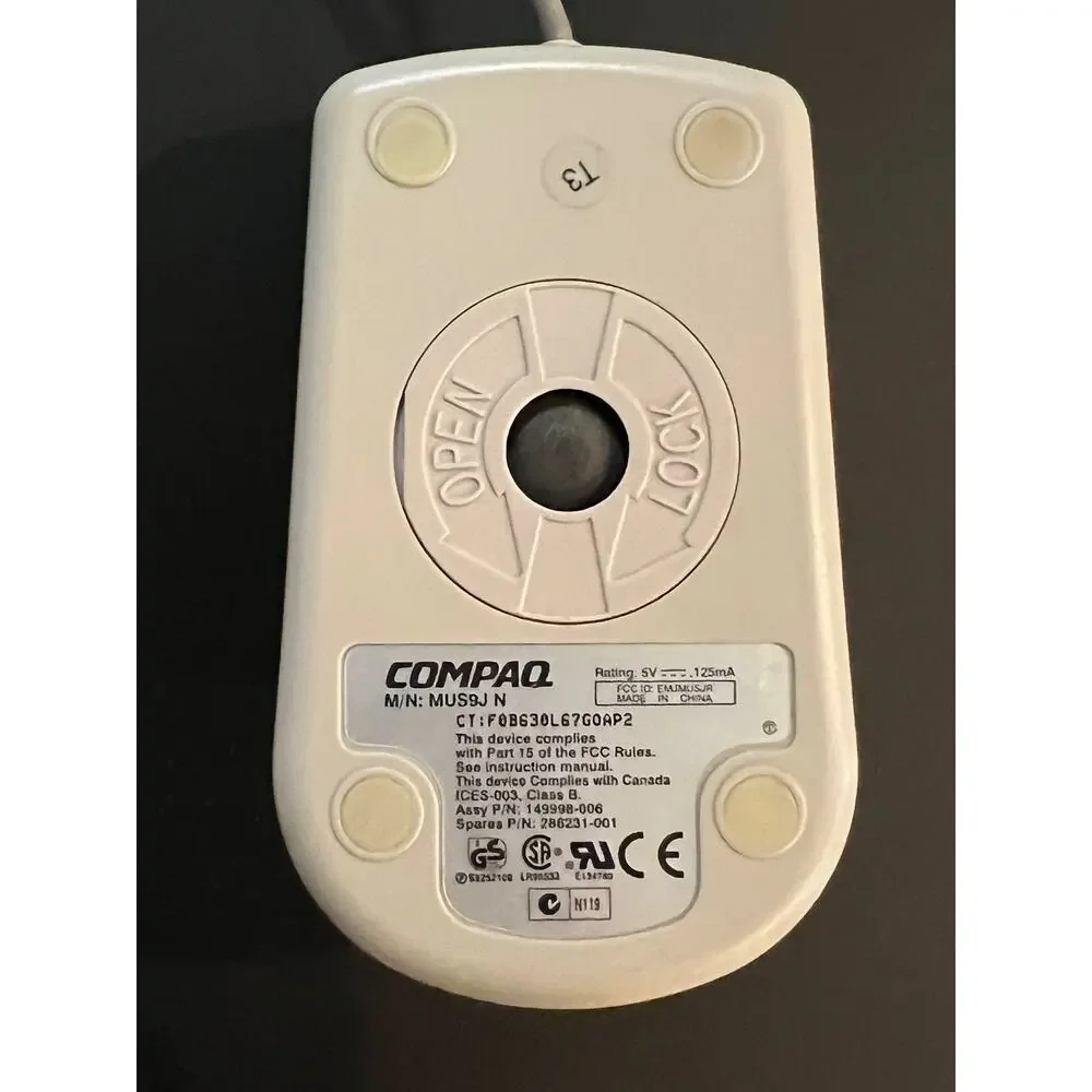 VTG Compaq Mechanical Ball Mouse PC PS/2 Beige 2-Button Retro Computing Hardware